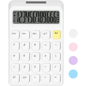 Cute Calculator, Calculators Desktop, White Calculator Big Buttons, Solar and   Power, 12-Digits Large LCD Display, Desk Calculators for Office  School  Business (White)