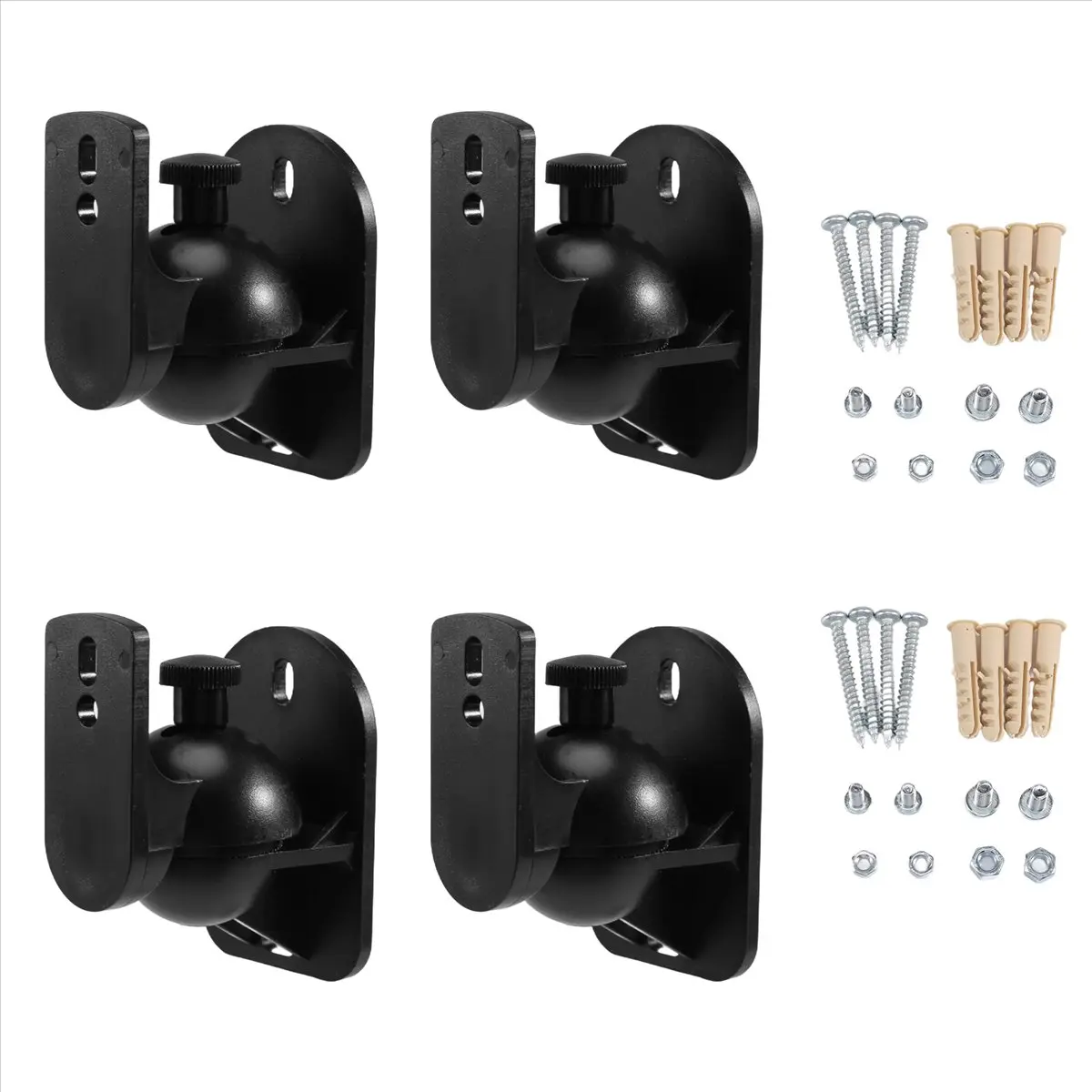 4PCS Universal Plastic Adjustable Rotatable Speaker Wall Mount Brackets - 20-Degree Pitch Angle, 5kg Load Capacity, 77x48x61mm, Sleek & Appealing Design, for Satellite Style Speakers, Home Cinema Hanging Clamps, Household Appliance Accessories