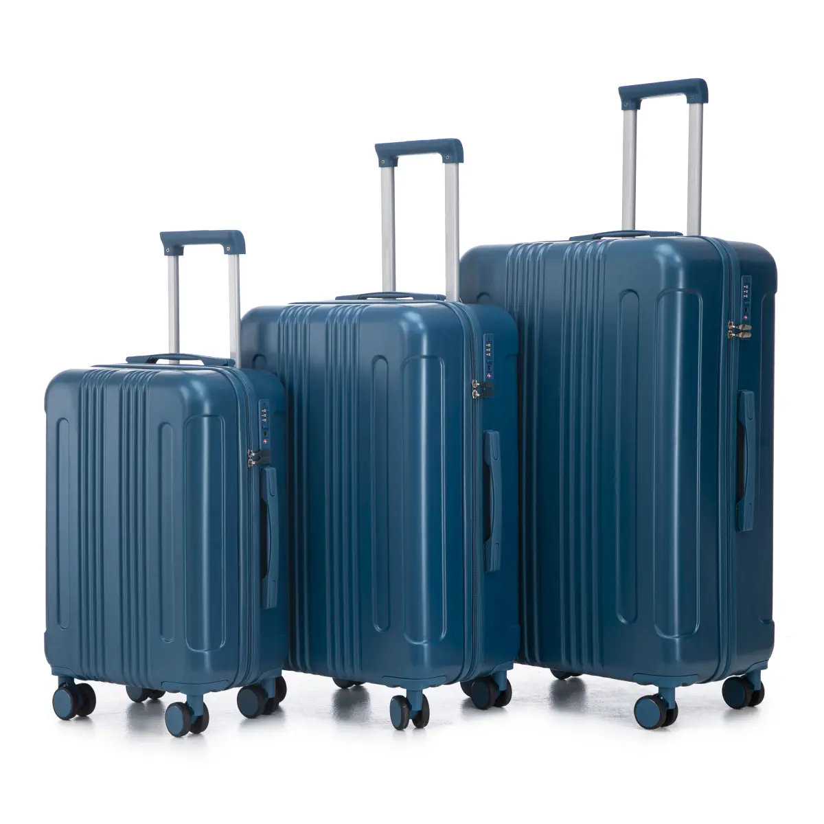 Hardside 3-Piece Luggage Set, Vertical Stripe Lightweight ABS Rolling Travel Suitcases with 360° Spinner Wheels & TSA Lock (20"/24"/28") - Lightweight Rolling Luggage
