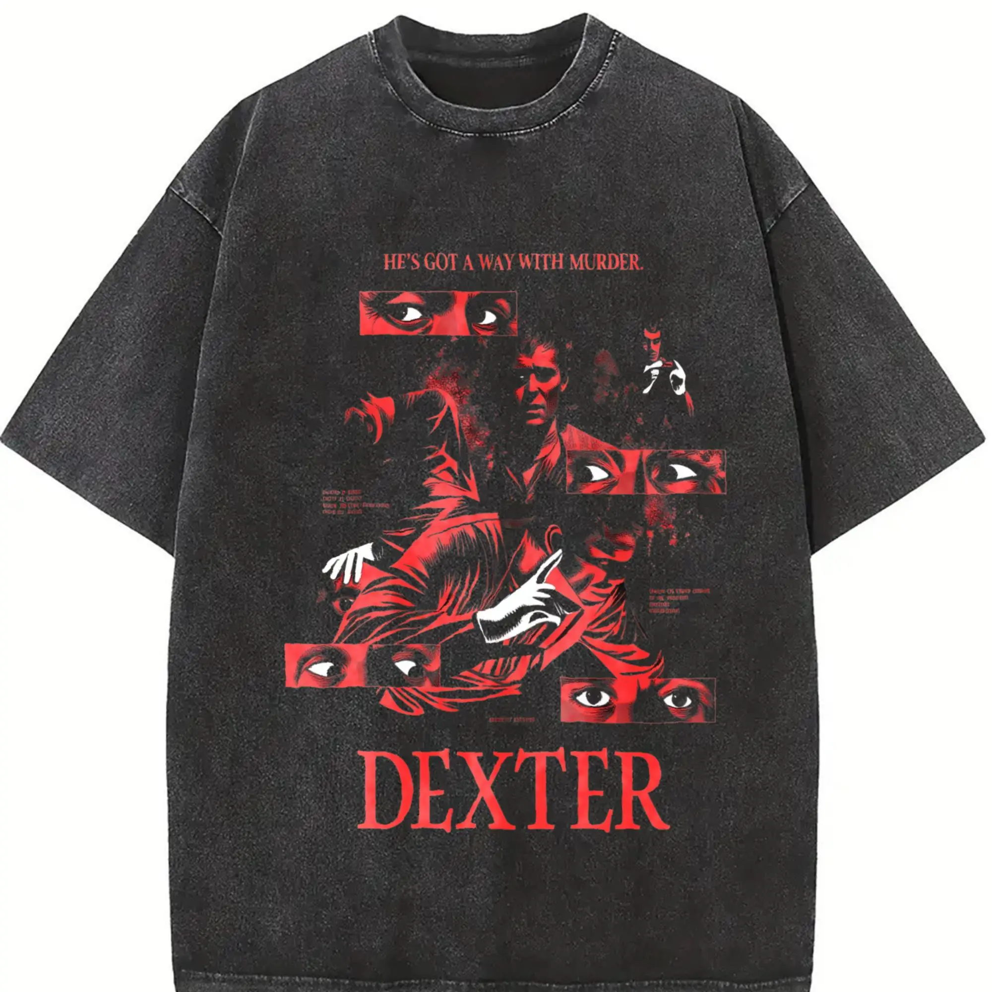 Men's T-shirt Loose Fit Cotton Graphic Top, Casual Streetwear with Dexter Morgan Movie Theme, Gift for Fans, Tshirt, Shortsleeve