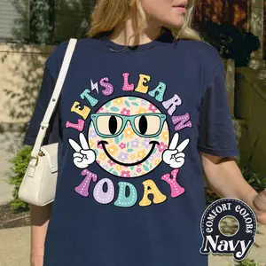 Let's Learn Today Shirt, Teacher Tshirt, Gift For Teacher Appreciation, Back to School Oversized graphic Tee,100% Cotton tshirts for women,Funny T-Shirt