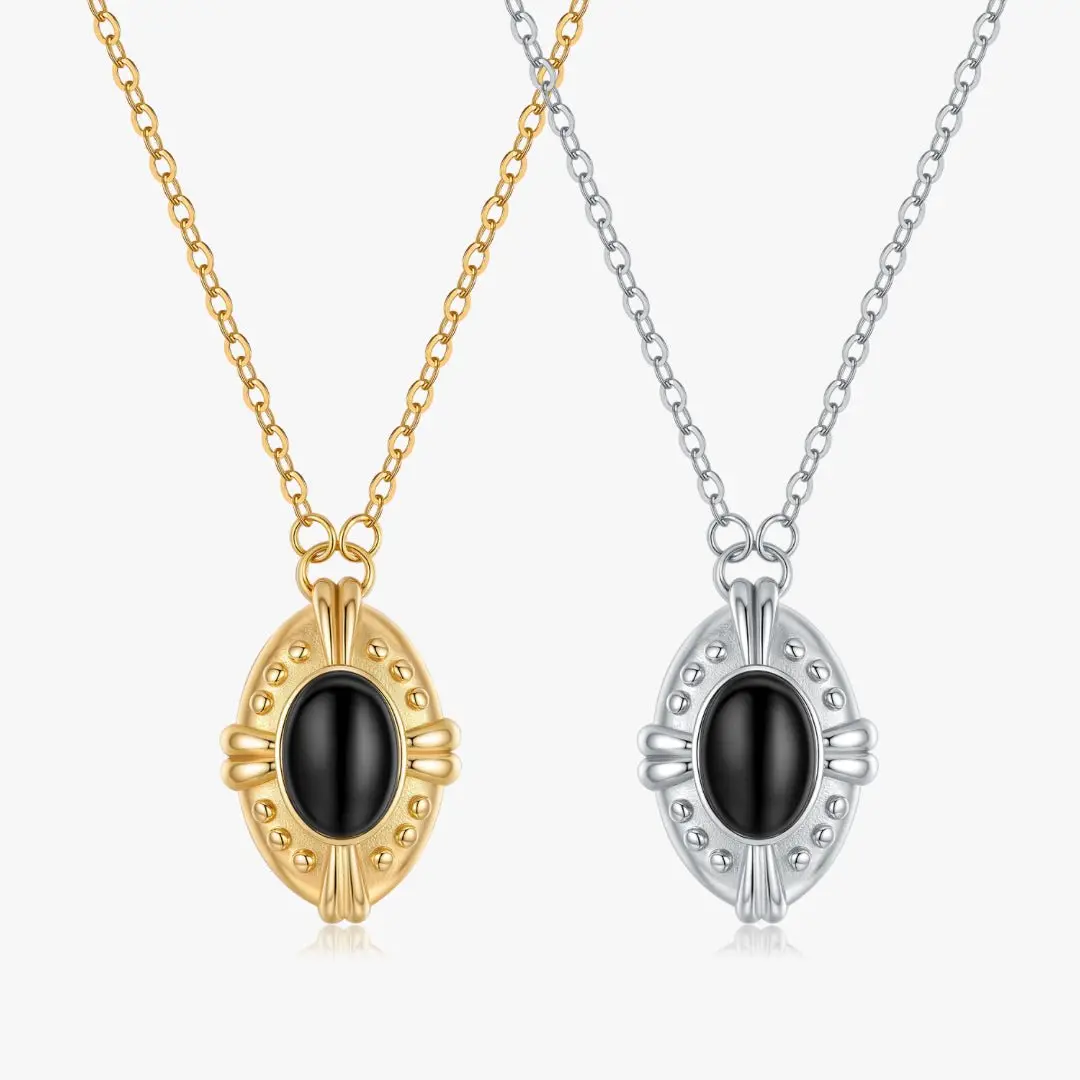 Vintage Inspired Black Agate Necklace