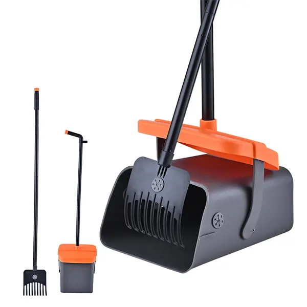 Pooper Scooper Swivel Bin & Rake Kit with 55 Waste Bags, 46" Long Handle Adjustable Portable Non-Breakable Dog Pooper Scooper Easy to Clean Pet Waste