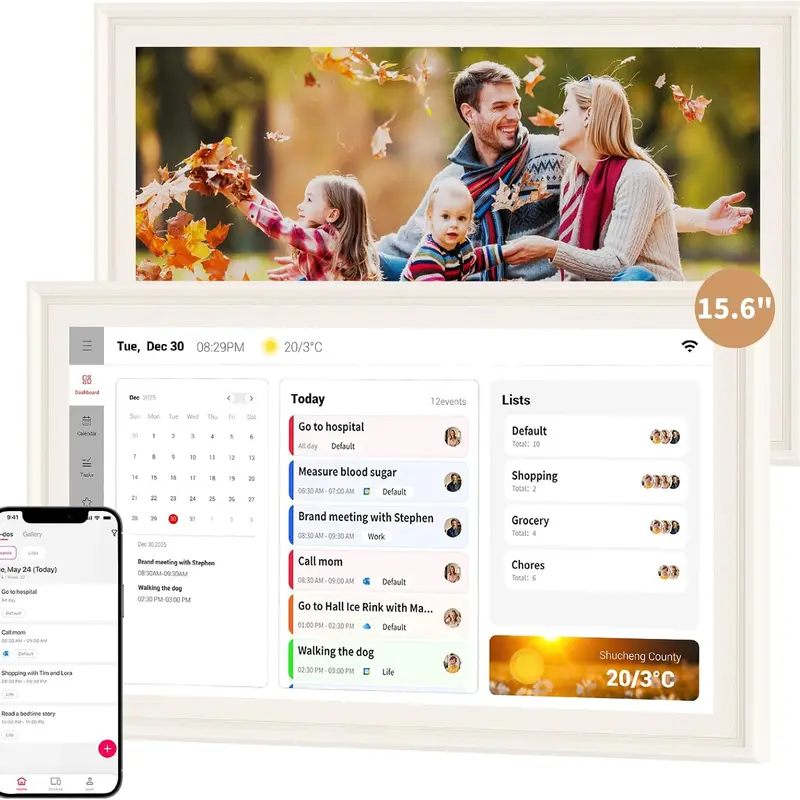 15.6-inch Touch Screen Digital Calendar - 32GB Smart Electronic Planner with Work & Home Organization, Multifunctional Digital Photo Frame, Ideal Gift for Loved Ones, Planner Organization