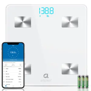 Arboleaf Smart Bathroom Scale for Body Weight Bluetooth Digital with 14 Key Metrics Including BMI & Body Fat Synced to Multiple Apps Max 400lb White