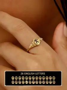 Elegant A-Z Personalized Tone Ring, Initial Fashion Jewelry Gift