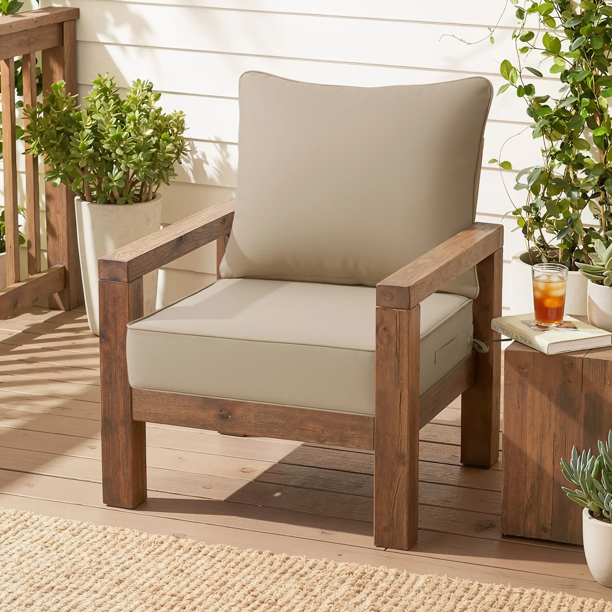 CRESTLIVE 5.5" Thick Deep Seat Patio Chair Cushions 24x24, Waterproof Outdoor Replacement Cushions for Wicker Sofa and Couch, Fade Resistant