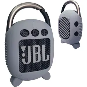 Silicone Cover Case for JBL Clip 4 Portable Bluetooth Speaker, Protective Carrying Case for JBL Clip 4 Portable Bluetooth Speaker Stand up Holder(Case Only) (Grey) JCHPINE