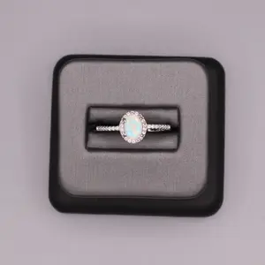 Sterling Silver Stone Ring - Opal CZ