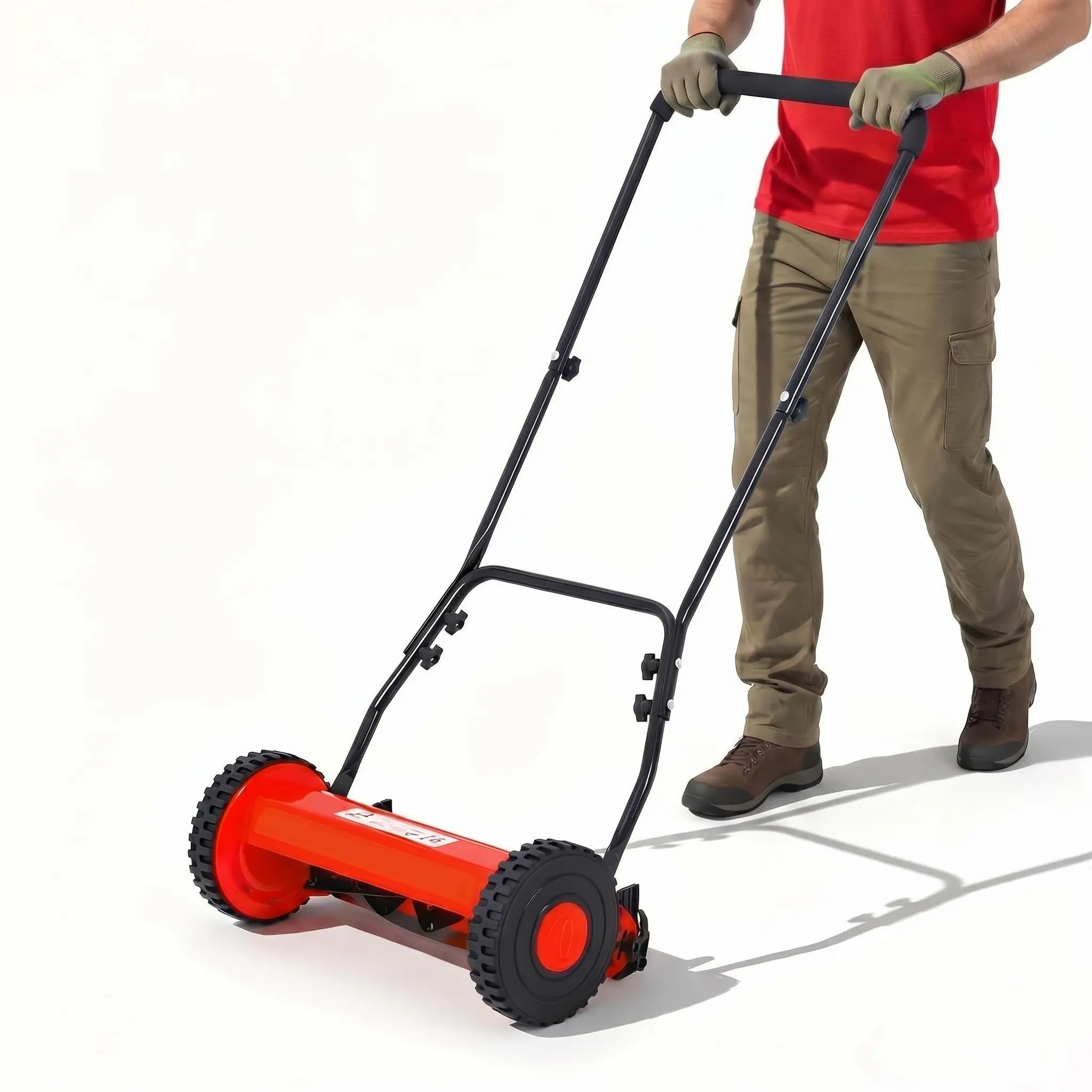 16in Manual Push Lawn Mower, Lightweight Walk-Behind Grass Cutter for Small Yards, Gardens & Patios