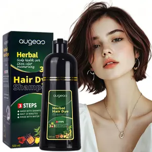 3-In-1 Wine Red Hair Dye Shampoo, Herbal Ammonia-Free Semi-Permanent Shampoo for Grey Coverage, 16.91Oz Bottle for Men & Women with 30-Day Long-Lasting Instant Color