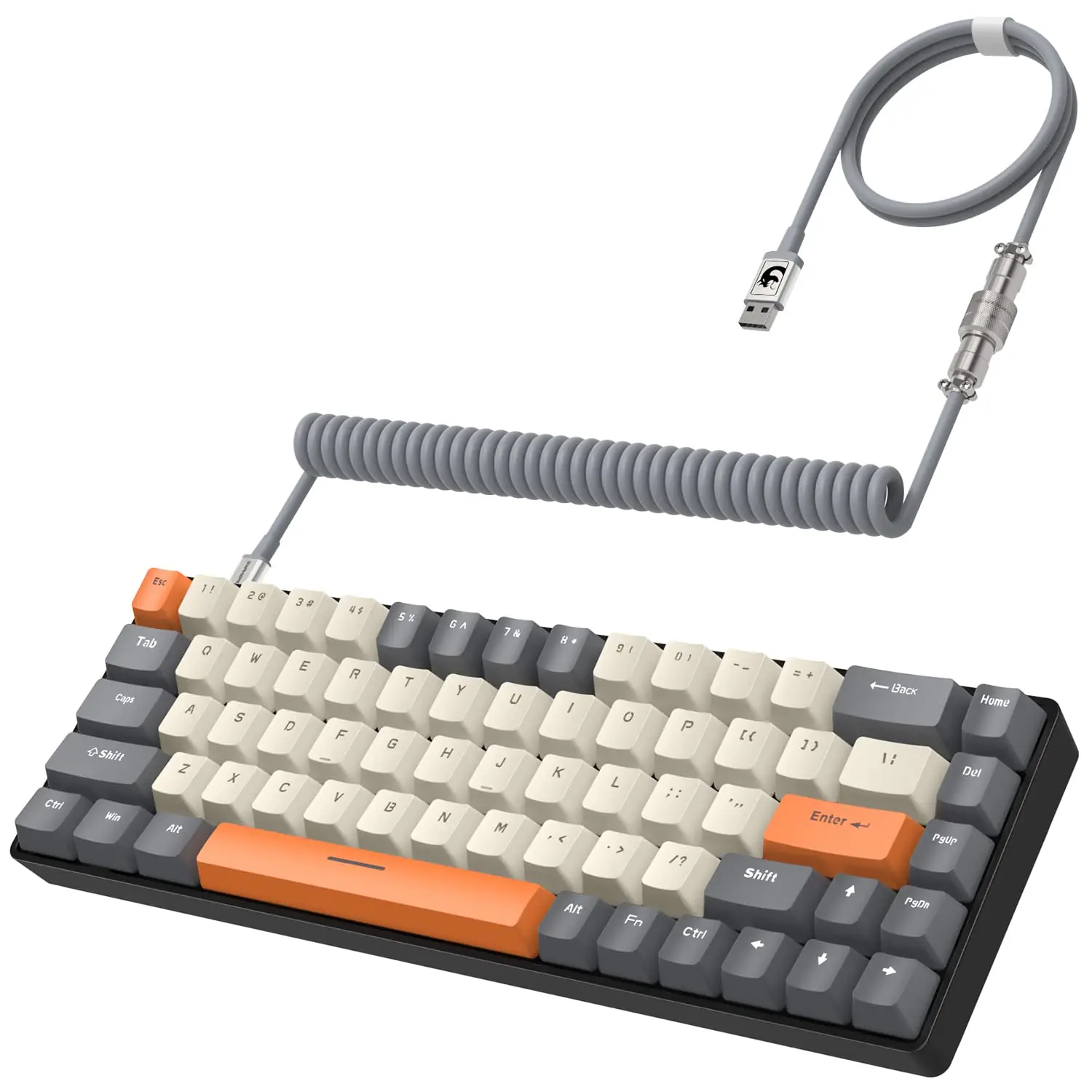 Rk-t8 Wired 65% Mechanical Gaming With Rgb Led Backlit Anti-ghosting Tkl Mini 68 Key Custom Coiled C To A Cable Tactile Blue For Ps4 Ps5 Pc Gamer(dark Gray/white)