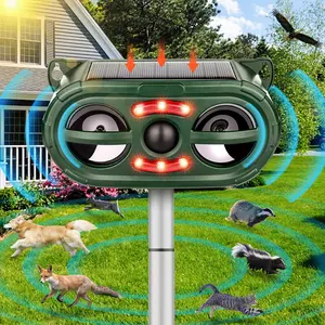 Animal Repellent Outdoor,Solar Pest Animal Repellent Outdoor,Squirrel Repellent,Racoon Repeller,Effective Deer Repellent Devices with Motion Sensor & Flashing Light for Yard Garden