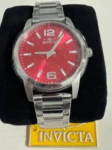 Invicta Celestial Women's Watch 36mm Stainless Steel Case Red Dial Luminous Markers Quartz Movement 50m Water Resistant Elegant Versatile Bracelet