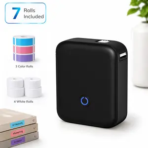 ZRZTM P11 Mini Portable Thermal Label Printer with 7 Rolls, Bluetooth Label Maker Machine, Inkless Sticker Printer, USB-C Rechargeable Pocket Printer for iPhone Android, Home Office School Organization Gift