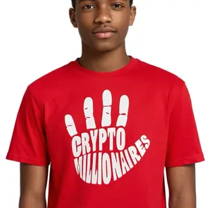 OG CRYPTOMILLIONAIRES T-Shirt - Red Tee with White Crypto Millionaires Graphic Design Streetwear Stylish