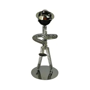 Metal Bolt Sculpture with Springs with a Man Playing the Trumpet 7.5” Tall