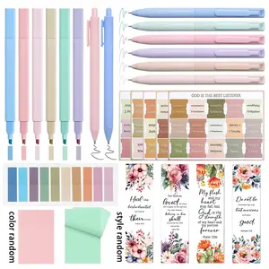 Bible Study Supplies Journaling Kit for Women, Bible Study Kit with 14 No Bleed Highlighters and Pens, 2 Sticky Notes, 1 Index Stickers, 75 Tabs for Christian Gifts, Stationery Set