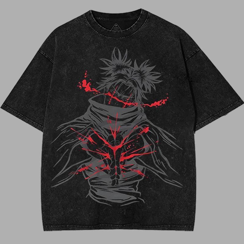 Choso Blood Manipulation JJk Jujutsu Kaisen Anime Manga 2 Sided Washed T-shirt Streetwear Menswear Top Soft Fabric Comfortable