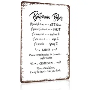 Comprehensive Bathroom Rules 8x12 Inch Aluminum Metal Sign |   Funny Etiquette for Ladies & Gentlemen |   Perfect for Home, Bar, Restaurant, or Public Restrooms |   Vintage Rustic Plaque, Easy to Install, Practical & Hilarious Decor