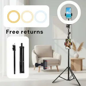 10" Adjustable Ring Light with 63" Tripod Stand and Phone Holder Kit, Foldable Design for Portable, for Cellphone, Live Streaming, Vlogging, YouTube, TikTok, Lighting for Video Recording#SummerWins#Fathersdaygift