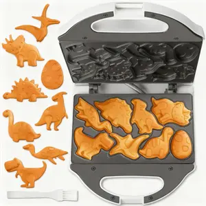 Dinosaur Mini Waffle Maker for , Mini Pancake Maker Machine for Halloween, 8 Different Shaped Dinos in Minutes, Electric Non-Stick Waffle Iron, White