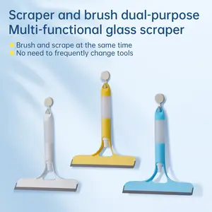 3-in-1 Window Cleaning Scraper 2025 Model Spray Squeegee Brush Scrubber Multifunctional Tool for Windows Mirrors Household Cleaning Car Windshield Cleaner Lightweight Silicone Microfiber Wipe fresh scent