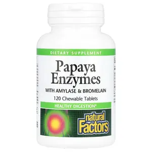 Natural Factors Papaya Enzymes with Amylase & Bromelain, 120 Chewable Tablets