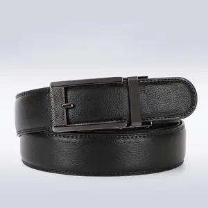 SALE! Men Daily Belt Genuine Leather Strap Alloy Automatic Buckle Ratchet Leather Belt For Suit Pants