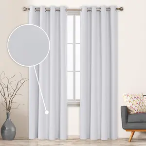 Deconovo Total Blackout Curtains 96 Inch Long for Sliding Glass Door Composited Thermal Insulated Light Blocking Window Drapes 52x96 Inch Greyish White 2 Panels
