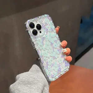 Floral Pattern Clear Phone Case, Casing, Anti-drop Cellphone Protective Case, Shockproof Mobile Phone Cover for iPhone