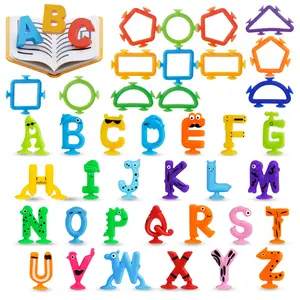 Educational Alphabet Suction Toy for Kids, Geometric Shapes, Shape Sorter, Animal Letters, Spelling Practice, Building Blocks, Sensory Stress Relief Gift