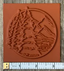 Mountain Scenery 3.5" x 3.5" Rubber Texture Mat