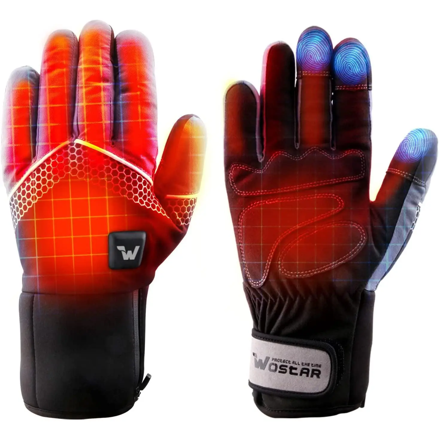 Electric Heated Gloves for Men Women with 3 Heating Levels Heated Gloves Touchscreen Waterproof Skiing Snowboarding Gloves