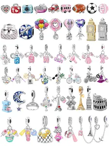 Whimsical European Style Spacer and Dangle Charms with Sports Fashion and City Motifs in Copper for Women’s DIY Jewelry