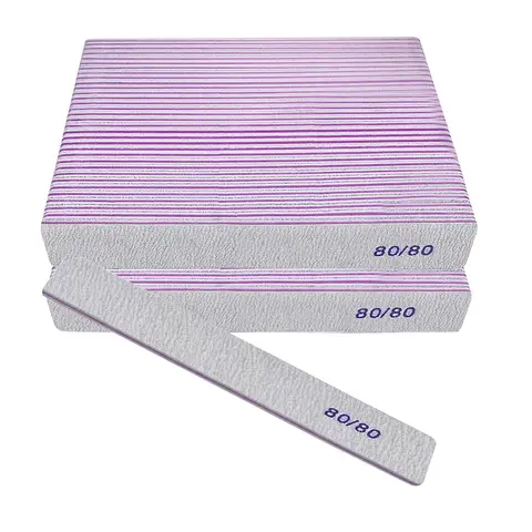 50-Pack 7.1-inch Double-Sided 80/80 Grit High Coarseness Washable Emery Boards, Square Gray Reusable Sponge Sanding Paper for Adults - Professional Manicure Tool for Acrylic & Gel Nails, Efficient Shaping Accessory