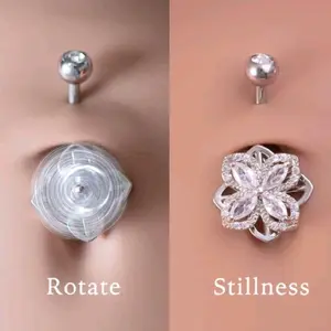 Flower Spinner Belly Piercing - Rotating- Unique Design