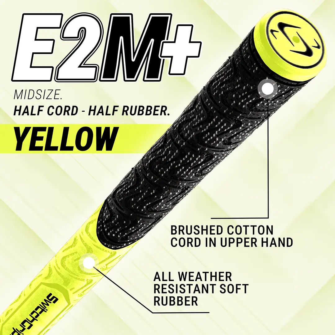 Hybrid Midsize Golf Grips, Half-Cord and Rubber Design with an Enlarged Lower Half for a Built-Up Feel and Superior Moisture Control, Golf Equipment, Rubber&Cotton, Usga Approved, Standard Install, Brushed Cotton Cord, Cord Control