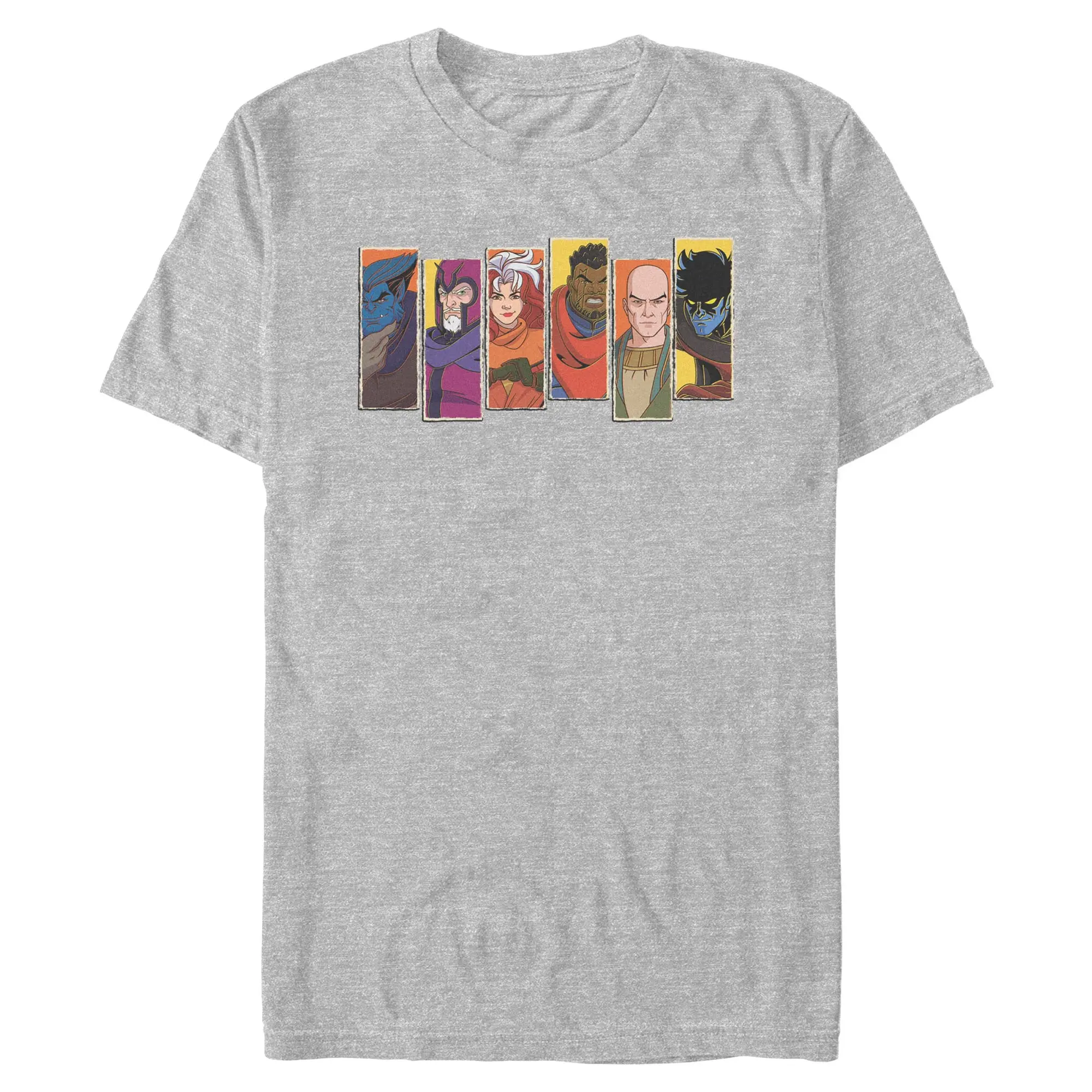 Men's Marvel X-Men '97 Mutant Superhero Streetwear Apparel, Colorful Team-Up Panels Short-Sleeve T-Shirt
