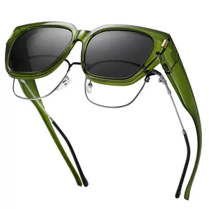 RMMEEY Fit Over Glasses Sunglasses for Women Men Trendy Square Wrap Around Shades UV400 Protection Polarized TAC Material TR90 Frame Windproof Polarized