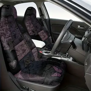 Two-piece Gothic-style patchwork design front seat cover. Perfect for single-row car seats. A thoughtful gift suggestion for drivers and car owners. Enhances comfort and improves daily usage experience. Car Seat Cushion Car Accessories