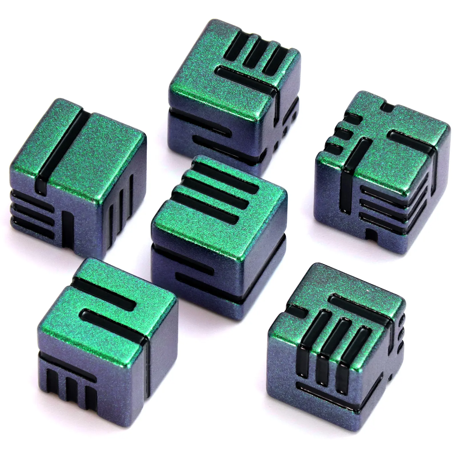Retro Green 16mm Square Solid Metal Dice Set - Durable D6 Polyhedral Dice for Dungeons and Dragons, Tabletop RPGs, Polyhedral Dice Set Game