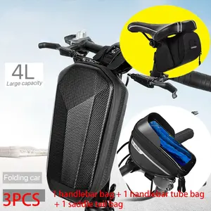 2pcs/3pcs Electric Skateboard Hard Shell Bag Set, Foldable Bicycle Handlebar Storage Pouch, Bike Accessories, Durable Eva Material, Large Capacity Detachable Design