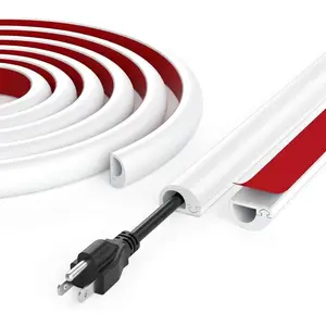 Cord Hider Wall for 1-2 Cables, 39" Self Adhesive  Cord Covers for Wires  Wall, Flexible Wire Covers for Cords  Wall,  Cover Raceway for , Office, White (0.6" W x 0." H)
