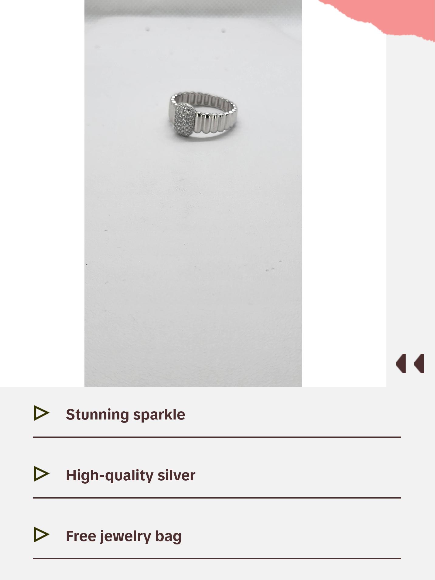 Brand New Sterling Silver 925 Rectangle Cz Ring