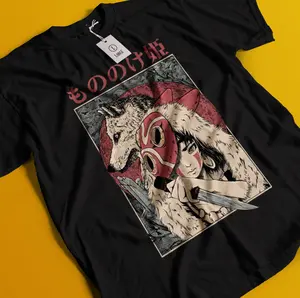 Princess Mononoke T-Shirt Hayao Miyazaki Studio Ghibli Gift Black Shirt Sweatshirt Hoodie All Size