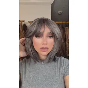 EllaRae | Ryan Style Wig |Non Lace Front Salt and Pepper Bob with Bangs