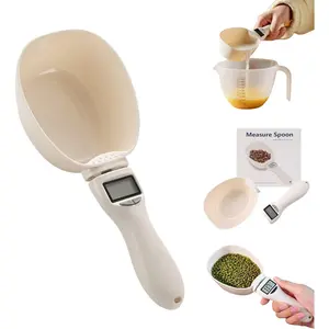 Digital Food Measuring Scoop Scale - Electronic Kitchen Measuring Spoon Scale for Cooking Baking - Smart Adjustable Measure Cup for Home Cooks Bakers Chefs Pet Owners