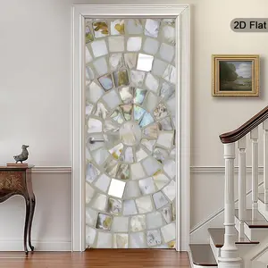 Elegant Mosaic Door Stickers, Shell Inlaid Decorative Stickers, Modern Art Poster, Wall Decals, Suitable for Hallway, Living Room, Bedroom, Office