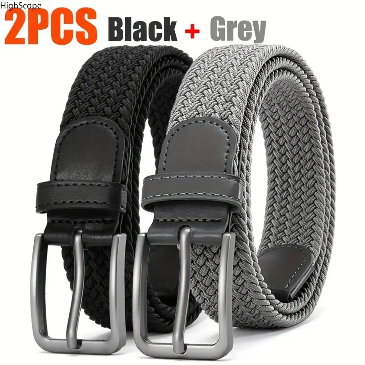 Men's & Women's 2-Piece Elastic Braided Golf Belts - Casual Stretch Waist Tie Belt for Women, Belts For Women